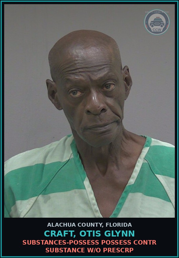 Booking mugshot of CRAFT, OTIS GLYNN in Alachua County