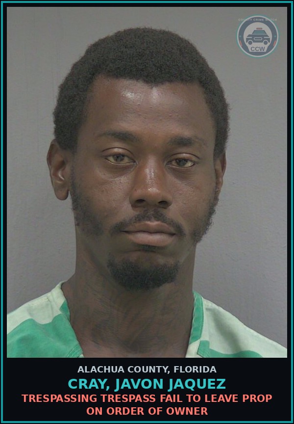 Booking mugshot of CRAY, JAVON JAQUEZ in Alachua County