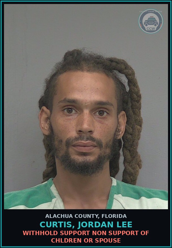 Booking mugshot of CURTIS, JORDAN LEE in Alachua County