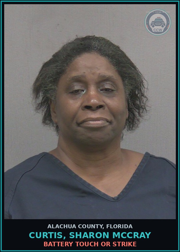 Booking mugshot of CURTIS, SHARON MCCRAY in Alachua County