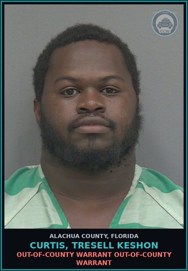 Booking mugshot of CURTIS, TRESELL KESHON in Alachua County