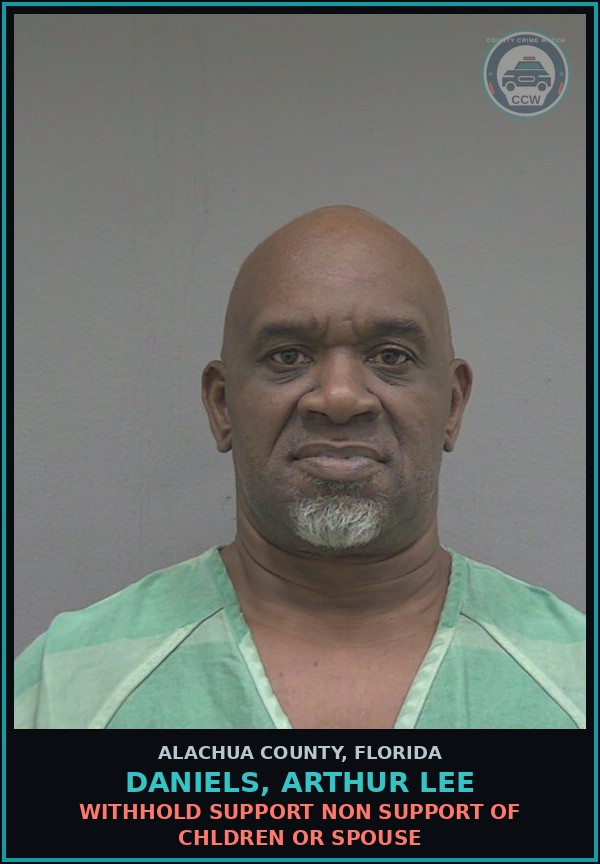 Booking mugshot of DANIELS, ARTHUR LEE in Alachua County