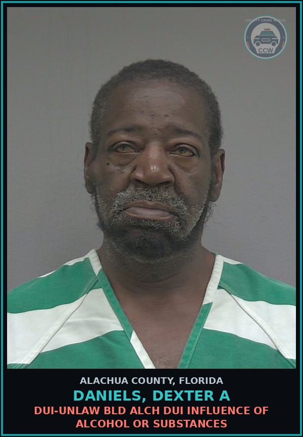 Booking mugshot of DANIELS, DEXTER A in Alachua County