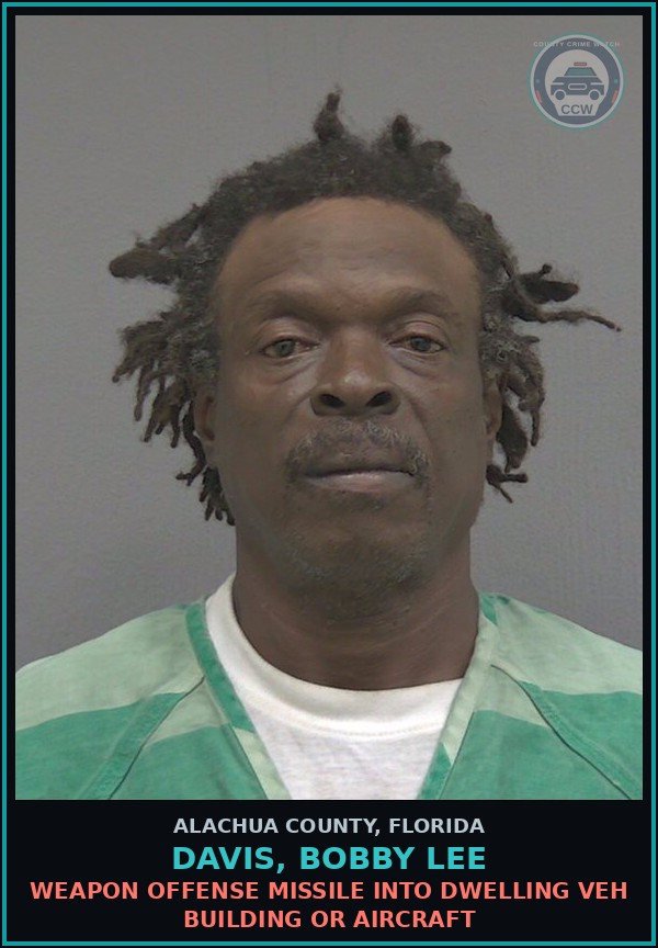 Booking mugshot of DAVIS, BOBBY LEE in Alachua County