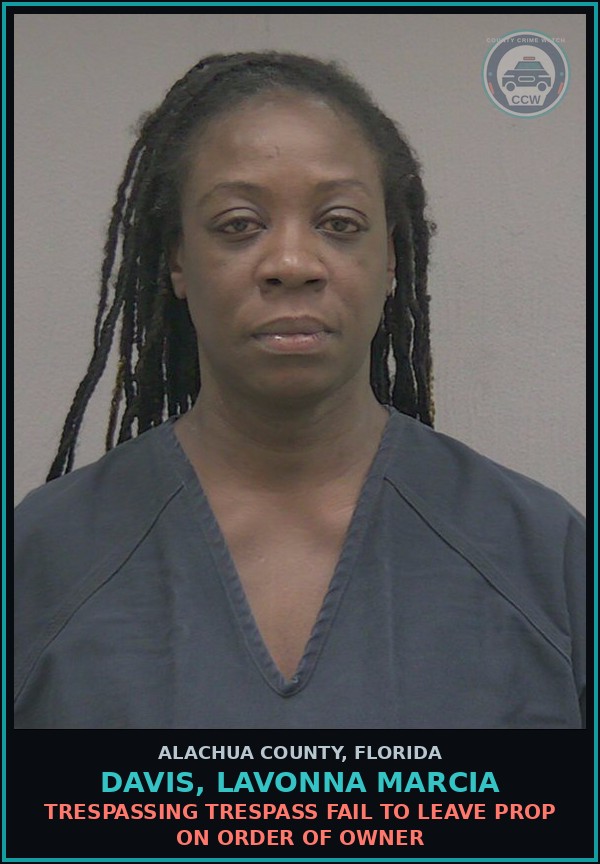 Booking mugshot of DAVIS, LAVONNA MARCIA in Alachua County