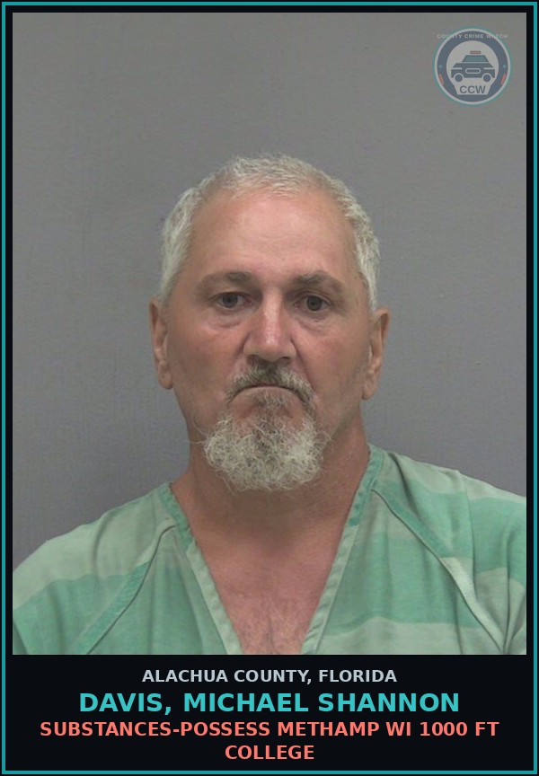 Booking mugshot of DAVIS, MICHAEL SHANNON in Alachua County