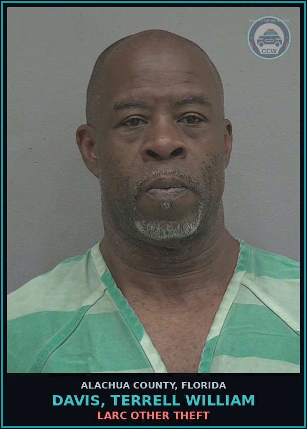 Booking mugshot of DAVIS, TERRELL WILLIAM in Alachua County