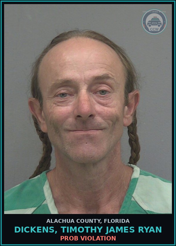 Booking mugshot of DICKENS, TIMOTHY JAMES RYAN in Alachua County