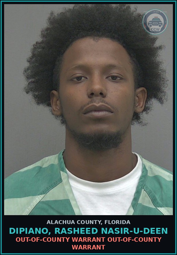 Booking mugshot of DIPIANO, RASHEED NASIR-U-DEEN in Alachua County