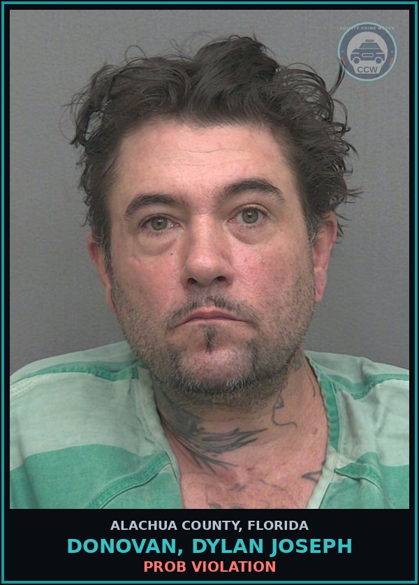 Booking mugshot of DONOVAN, DYLAN JOSEPH in Alachua County