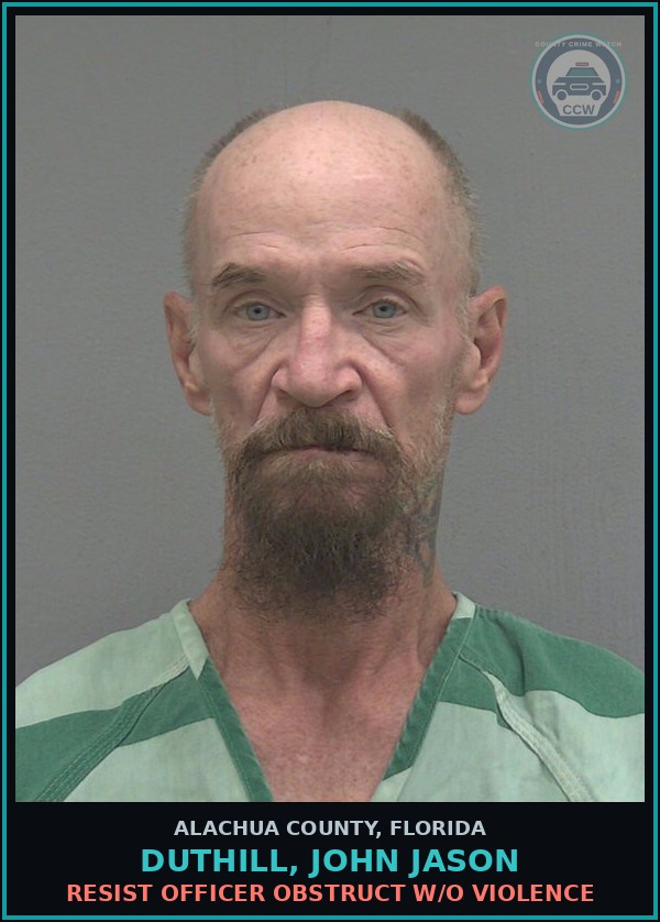 Booking mugshot of DUTHILL, JOHN JASON in Alachua County