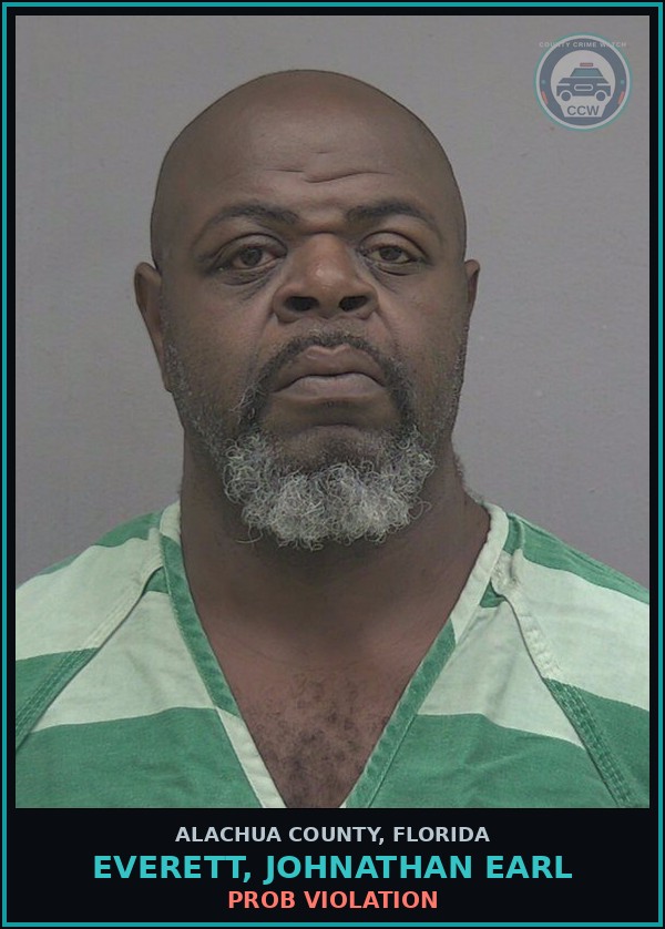 Booking mugshot of EVERETT, JOHNATHAN EARL in Alachua County