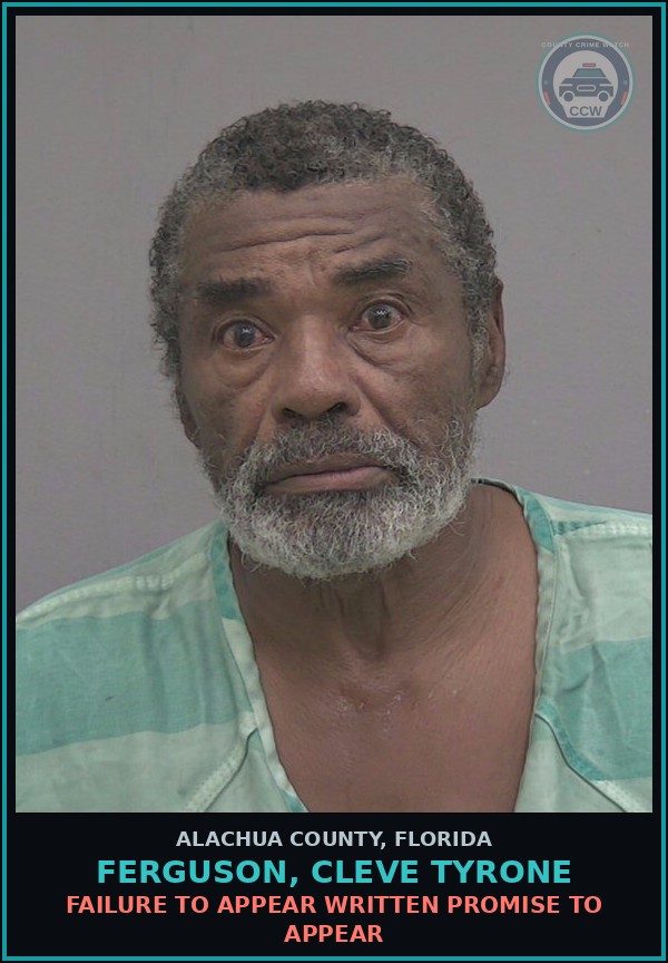 Booking mugshot of FERGUSON, CLEVE TYRONE in Alachua County