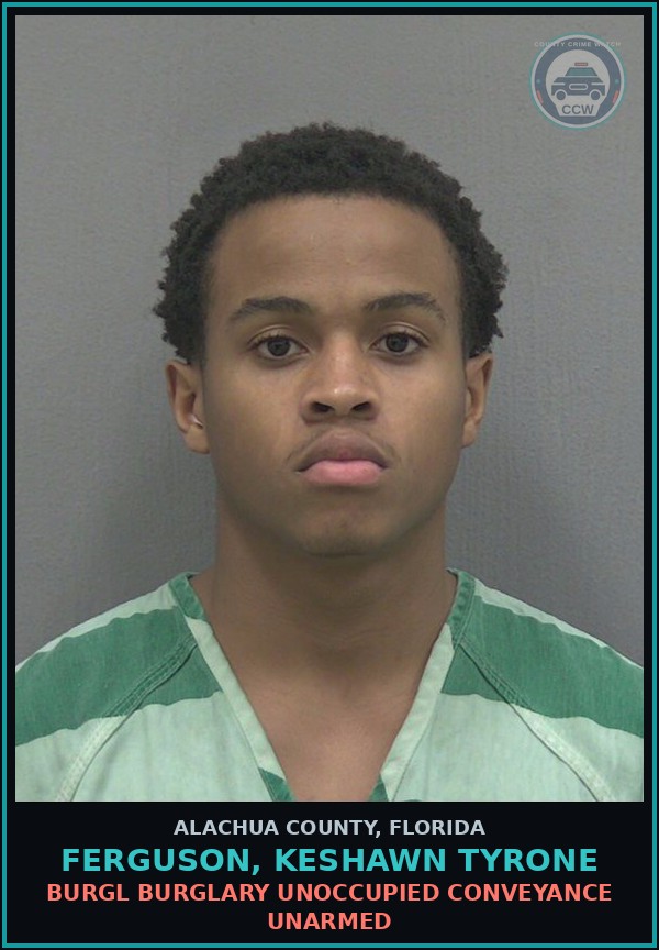 Booking mugshot of FERGUSON, KESHAWN TYRONE in Alachua County
