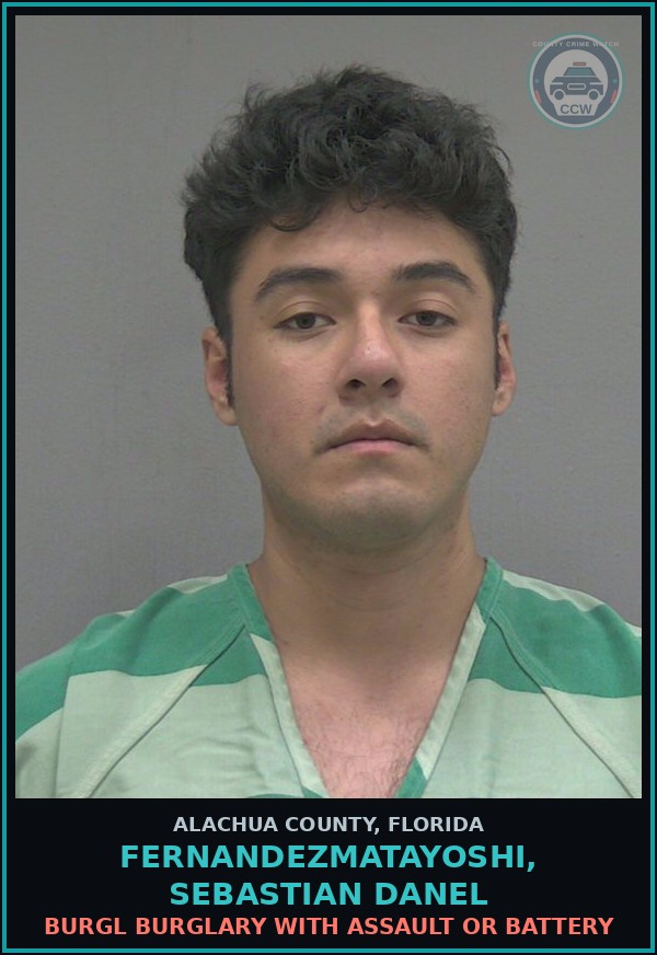 Booking mugshot of FERNANDEZMATAYOSHI, SEBASTIAN DANEL in Alachua County