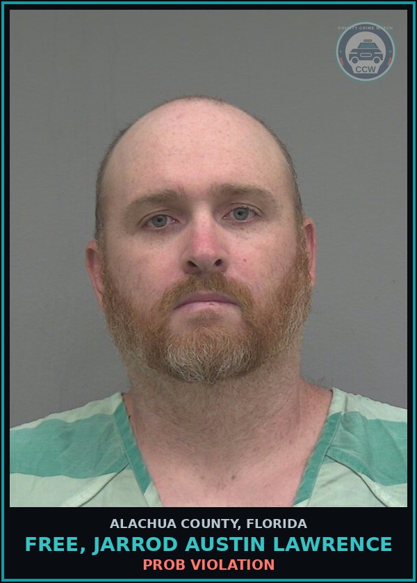 Booking mugshot of FREE, JARROD AUSTIN LAWRENCE in Alachua County