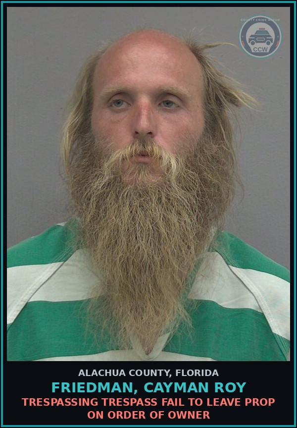 Booking mugshot of FRIEDMAN, CAYMAN ROY in Alachua County