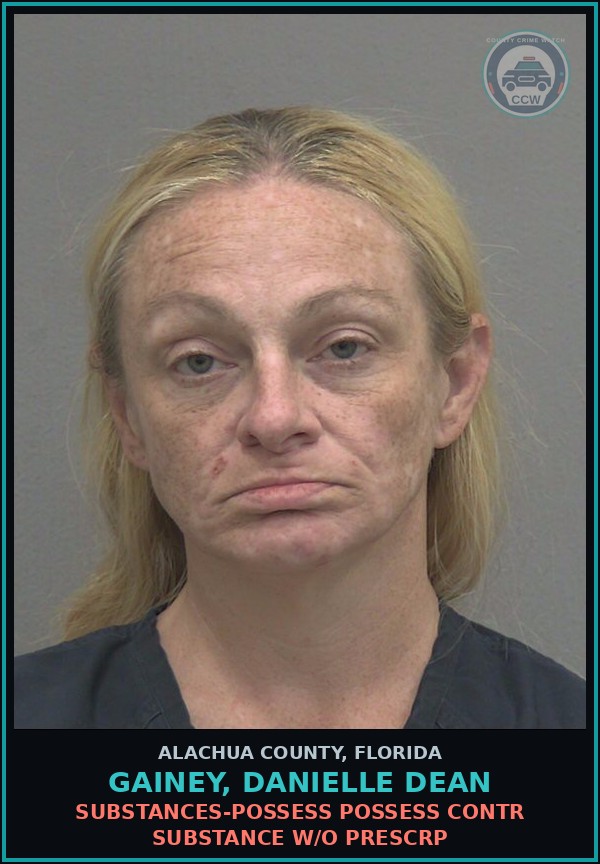 Booking mugshot of GAINEY, DANIELLE DEAN in Alachua County