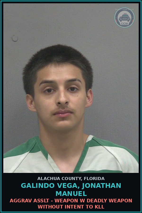 Booking mugshot of GALINDO VEGA, JONATHAN MANUEL in Alachua County