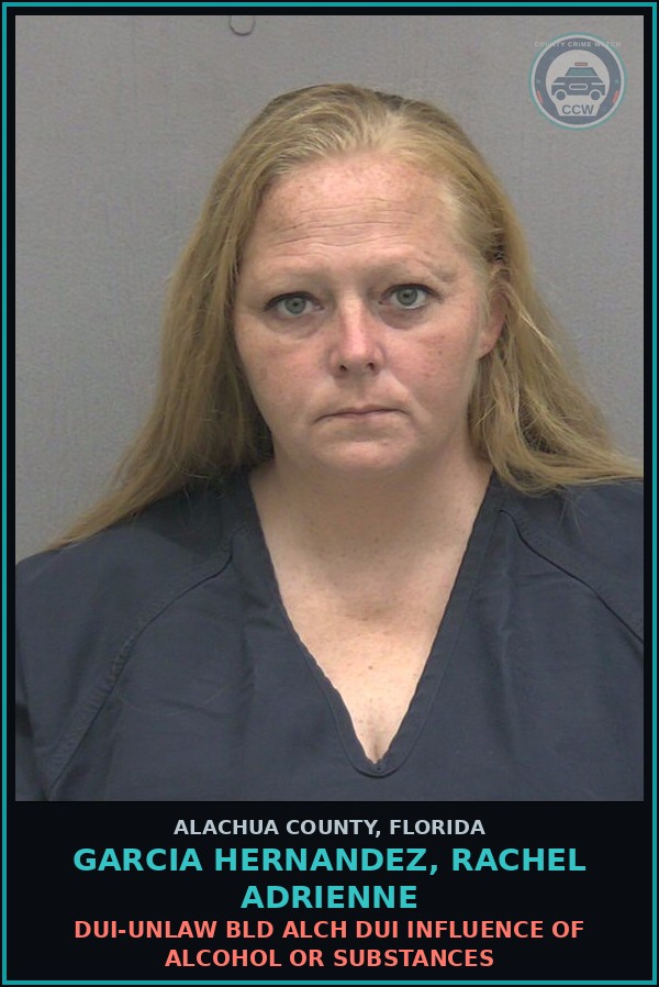 Booking mugshot of GARCIA HERNANDEZ, RACHEL ADRIENNE in Alachua County