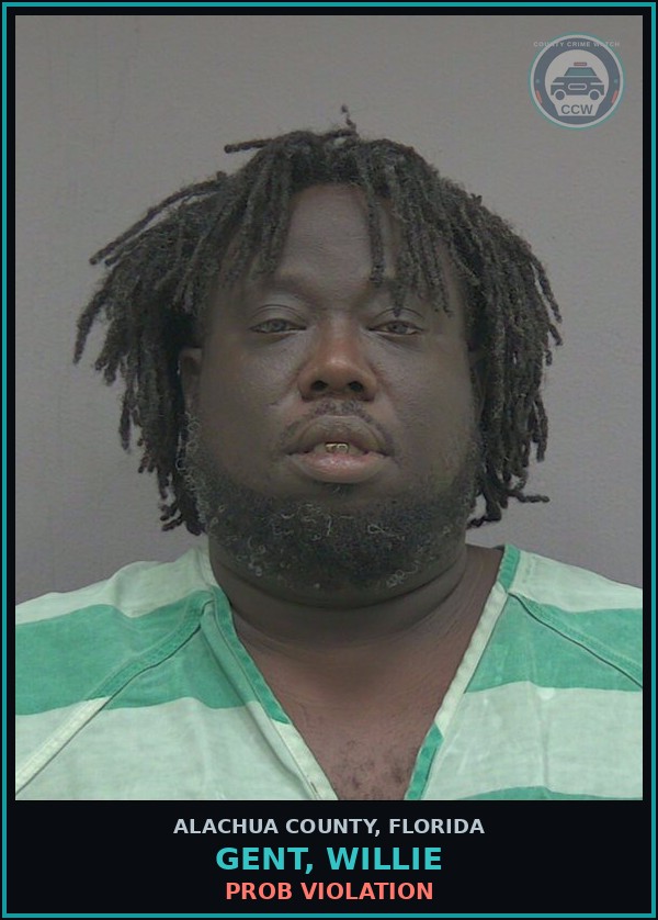 Booking mugshot of GENT, WILLIE in Alachua County