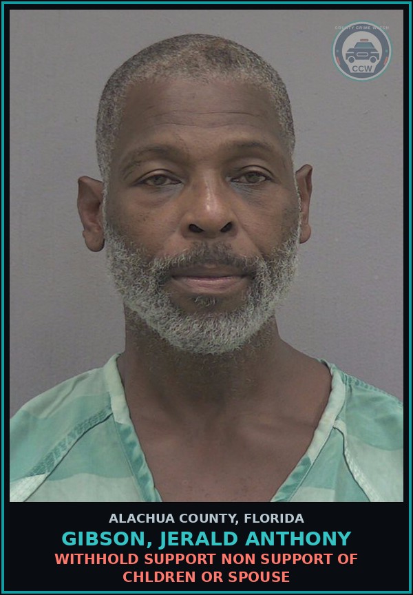 Booking mugshot of GIBSON, JERALD ANTHONY in Alachua County