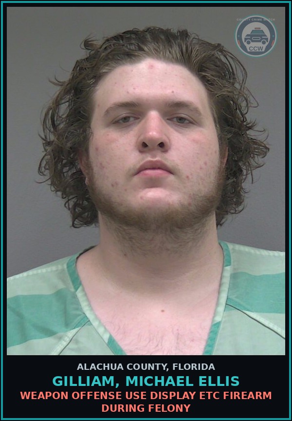 Booking mugshot of GILLIAM, MICHAEL ELLIS in Alachua County