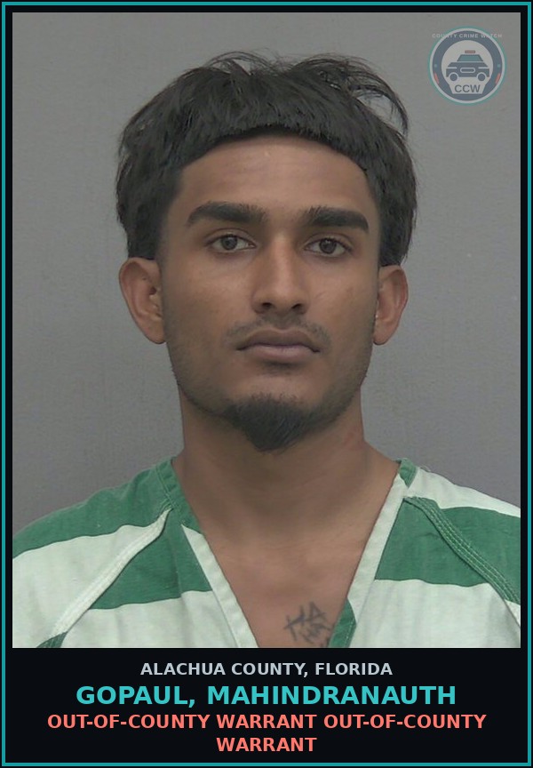 Booking mugshot of GOPAUL, MAHINDRANAUTH in Alachua County