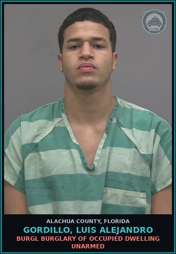 Booking mugshot of GORDILLO, LUIS ALEJANDRO in Alachua County