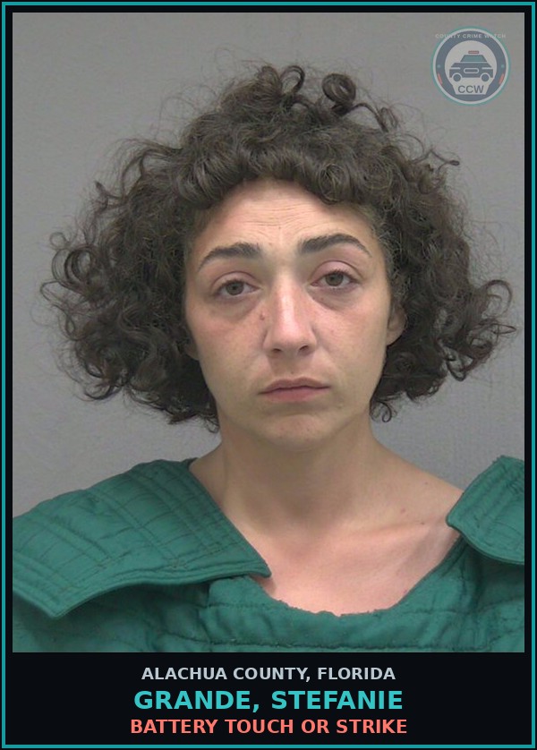 Booking mugshot of GRANDE, STEFANIE in Alachua County