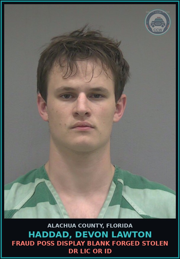 Booking mugshot of HADDAD, DEVON LAWTON in Alachua County