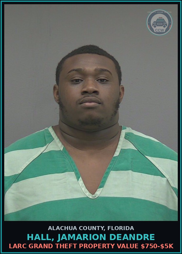 Booking mugshot of HALL, JAMARION DEANDRE in Alachua County