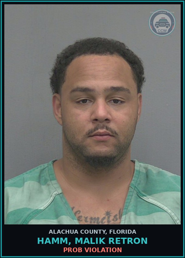 Booking mugshot of HAMM, MALIK RETRON in Alachua County