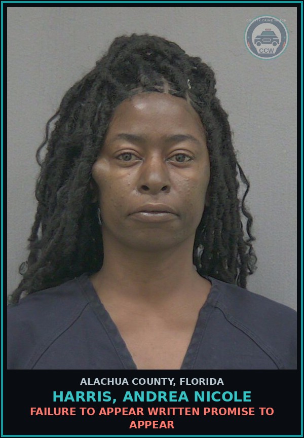 Booking mugshot of HARRIS, ANDREA NICOLE in Alachua County