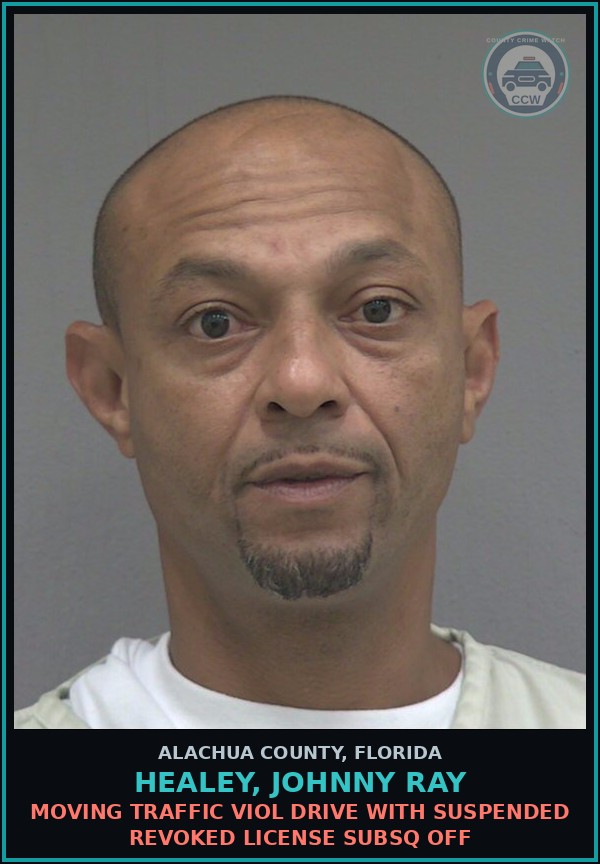 Booking mugshot of HEALEY, JOHNNY RAY in Alachua County