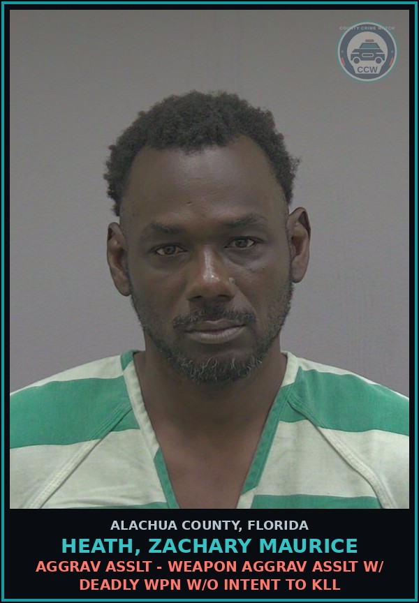 Booking mugshot of HEATH, ZACHARY MAURICE in Alachua County