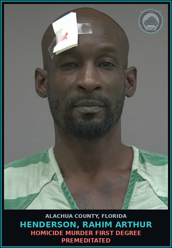Booking mugshot of HENDERSON, RAHIM ARTHUR in Alachua County