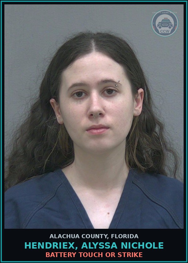 Booking mugshot of HENDRIEX, ALYSSA NICHOLE in Alachua County