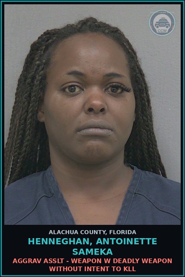 Booking mugshot of HENNEGHAN, ANTOINETTE SAMEKA in Alachua County