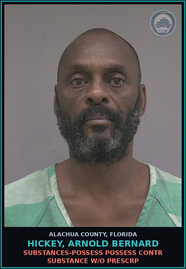 Booking mugshot of HICKEY, ARNOLD BERNARD in Alachua County