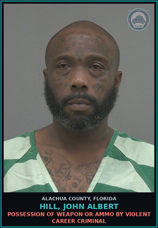 Booking mugshot of HILL, JOHN ALBERT in Alachua County