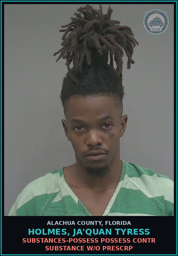 Booking mugshot of HOLMES, JA'QUAN TYRESS in Alachua County