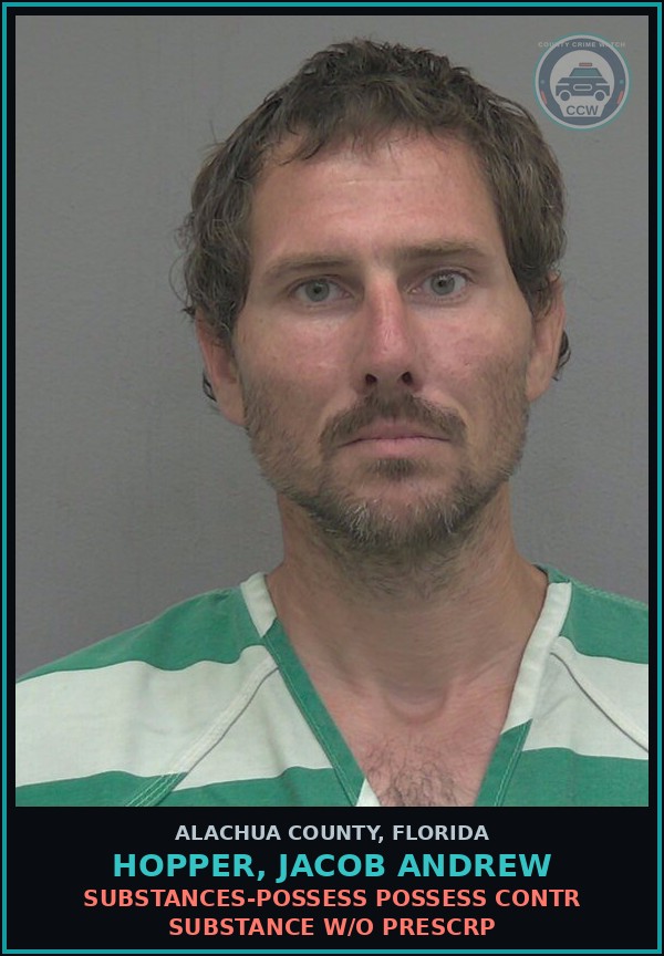 Booking mugshot of HOPPER, JACOB ANDREW in Alachua County