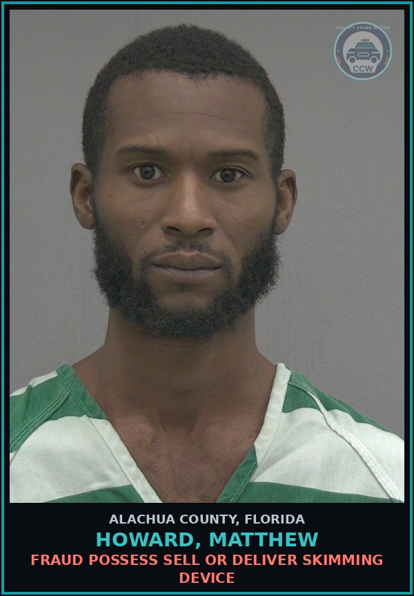 Booking mugshot of HOWARD, MATTHEW in Alachua County