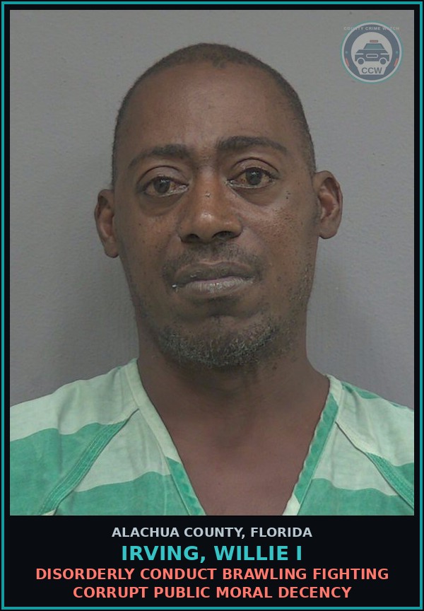 Booking mugshot of IRVING, WILLIE I in Alachua County