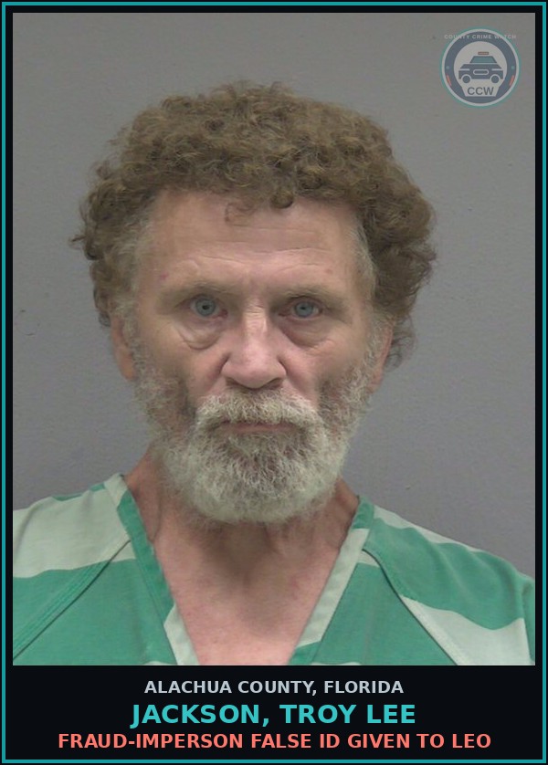 Booking mugshot of JACKSON, TROY LEE in Alachua County
