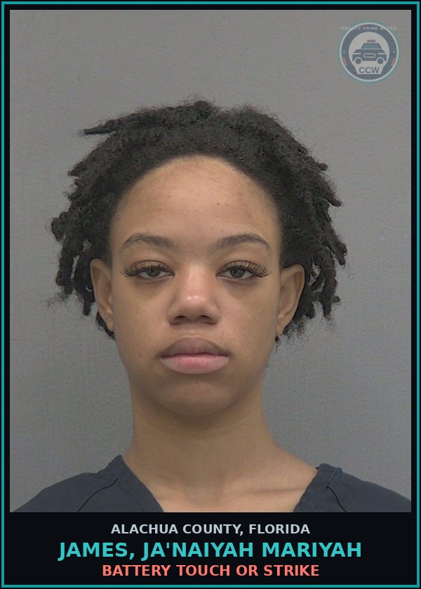 Booking mugshot of JAMES, JA'NAIYAH MARIYAH in Alachua County