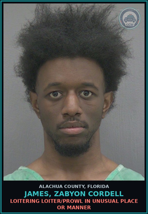 Booking mugshot of JAMES, ZABYON CORDELL in Alachua County