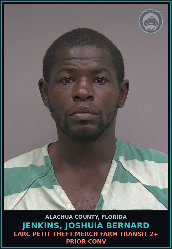 Booking mugshot of JENKINS, JOSHUIA BERNARD in Alachua County