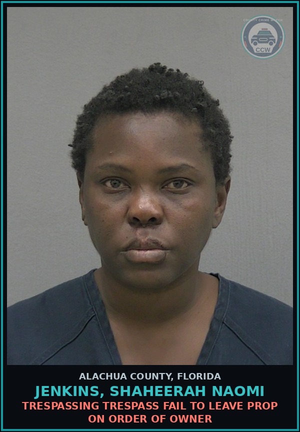 Booking mugshot of JENKINS, SHAHEERAH NAOMI in Alachua County